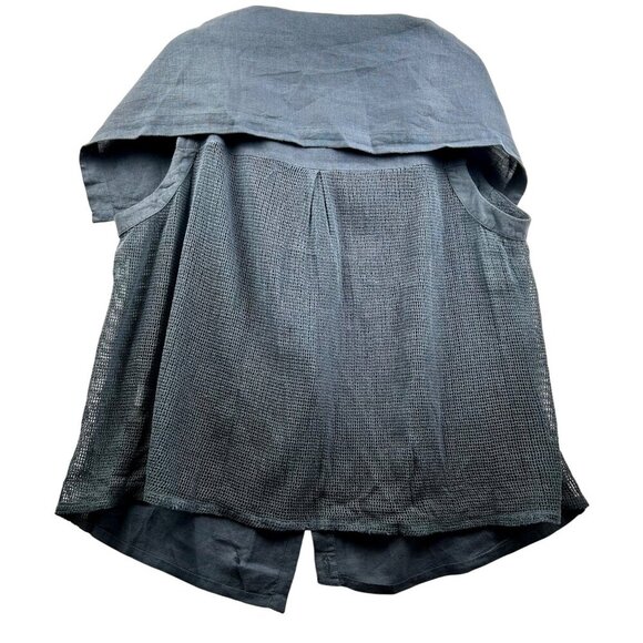 People Like Frank Sleeveless Button-Up Cape Vest -Mesh Back Draped Collar Top 12 - Picture 4 of 4